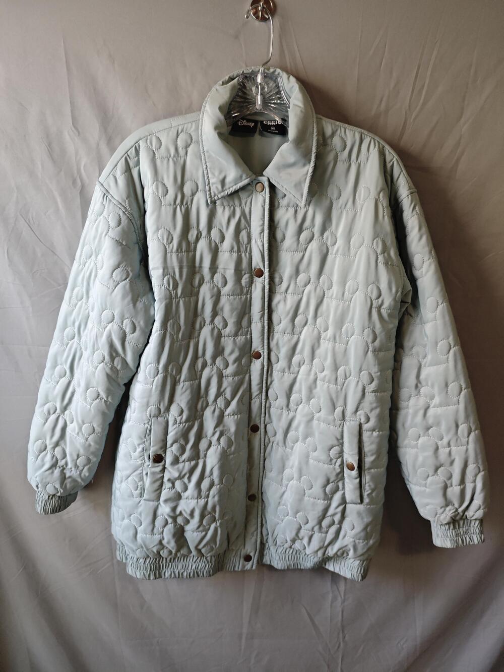 Disney Eggie Jacket Womens XS Light Blue Quilted Mickey Mouse Puffer Coat
